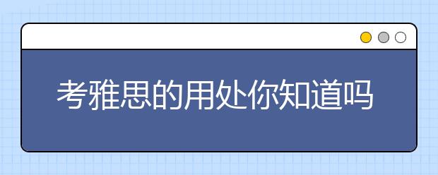 考雅思的用处你知道吗?