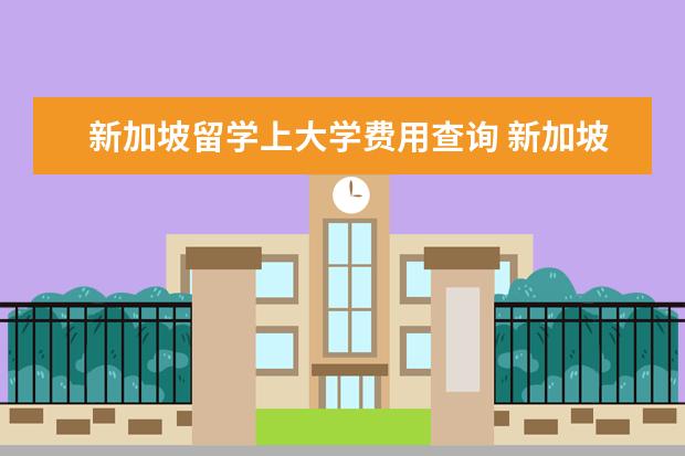 新加坡留学上大学费用查询 新加坡大学留学一年费用多少钱?